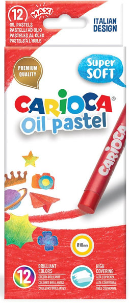 Carioca oliepastels, doos van 12 stuks in geassorteerde kleuren 6 stuks