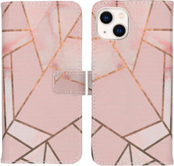iMoshion Hoesje Geschikt voor iPhone 13 Hoesje Met Pasjeshouder - iMoshion Design Softcase Bookcase - Roze / Pink Graphic