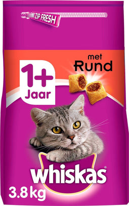 Whiskas 1+ Adult Katten Droogvoer - Rund - 3,8 kg