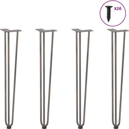 vidaXL - Haarspeld - tafelpoten - 4 - st - 72 - cm - massief - staal - naturel