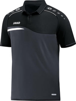 Jako Competition 2.0 Polo Kind Antraciet-Zwart Maat 164