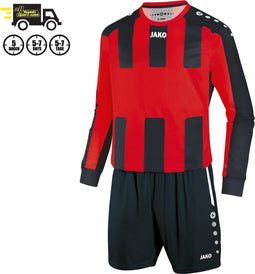 Jako - Milan Longsleeve set - Voetbalkleding - 128 - Zwart/Rood