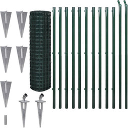 vidaXL - Euro - hek - 25x1,5 - m - staal - groen