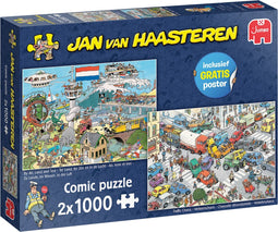 Jan van Haasteren - Verkeerschaos & Ter land ter zee en in de lucht - Legpuzzel 2x1000 stukjes