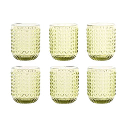 Glazenset Home ESPRIT Groen Kristal Met reliëf 275 ml (6 Stuks)