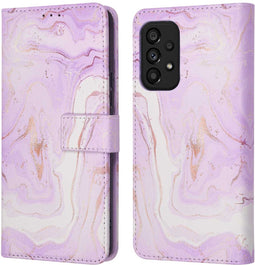iMoshion Hoesje Geschikt voor Samsung Galaxy A53 Hoesje Met Pasjeshouder - iMoshion Design Bookcase smartphone - Paars / Purple Marble