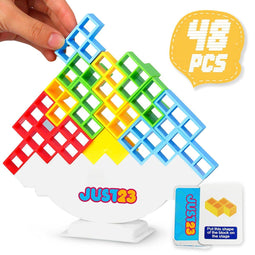 JUST23 Tetra Tower - Balans Spel - 48 Onderdelen - Inclusief opdrachten (1 set)