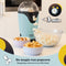 JAP Appliances Happy Pops - Retro popcorn machine (2-3 personen) 1200W - Inclusief maat- en botersmeltlepel - Klaar binnen 3 minuten - Zonder olie - Blauw