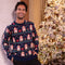 JAP Christmas Kersttrui (maat 2XL) - 100% Gerecycled - Kriebelt niet - Kerstcadeau volwassenen - Foute Kersttrui dames en heren XXL - Beer met geschenk - Donker blauw