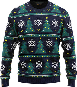 JAP Christmas Kersttrui (maat 3XL) - 100% Gerecycled - Kriebelt niet - Kerstcadeau volwassenen - Foute Kersttrui dames en heren XXXL - Kerstboom - Donker blauw