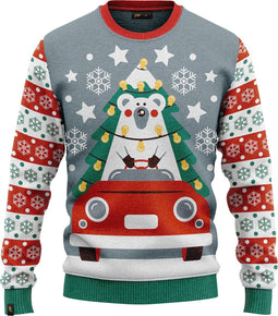 JAP Christmas Kersttrui (maat L) - 100% Gerecycled - Kriebelt niet - Kerstcadeau volwassenen - Foute Kersttrui dames en heren - Driving home for Christmas - Blauw