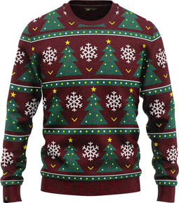 JAP Christmas Kersttrui (maat M) - 100% Gerecycled - Kriebelt niet - Kerstcadeau volwassenen - Foute Kersttrui dames en heren - Kerstboom - Donker rood