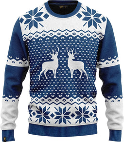 JAP Christmas Kersttrui (maat S) - 100% Gerecycled - Kriebelt niet - Kerstcadeau volwassenen - Foute Kersttrui dames en heren - Classic one - Blauw