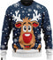 JAP Christmas Kersttrui (maat S) - 100% Gerecycled - Kriebelt niet - Kerstcadeau volwassenen - Foute Kersttrui dames en heren - Rudolf het Rendier - Donker blauw