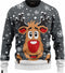 JAP Christmas Kersttrui (maat S) - 100% Gerecycled - Kriebelt niet - Kerstcadeau volwassenen - Foute Kersttrui dames en heren - Rudolf het Rendier - Grijs