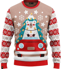 JAP Foute kersttrui - Driving home for christmas - Kerstcadeau volwassenen - Dames en heren - Kerst - L - Rood
