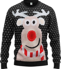 JAP Foute kersttrui - Rudolf met 3D neus voor volwassenen - Kerst - Dames en heren - Kerstcadeau - M - Zwart