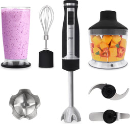 JAP Qblend - 5in1 Staafmixer set - Ice crusher - Extra krachtig 1500w - 21 snelheden en turbo - Staafmixerset met hakmolen