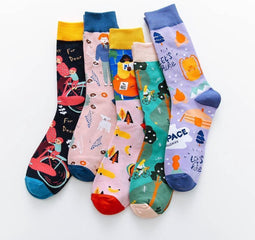 Japanese Colourful Smiling Socks® - Warme Sokken Dames - 5 Paar - Kleurvol - Giftbox - Maat 35-42 - Cadeau voor haar - Vrolijke Sokken