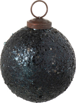 J-Line kerstbal glitter - glas - groen - small