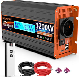JARXIOKE - Zuivere Sinus Omvormer - 12V naar 230V - 1200W/2400W - Met Afstandsbediening