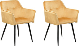 JASMIN - Eetkamerstoel set van 2 - Geel - Fluweel