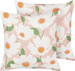 JATROPHA - Sierkussen set van 2 - Roze - 45 x 45 cm - Katoen