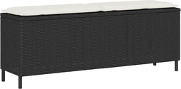 vidaXL - Tuinbank - met - kussen - 110x30x40,5 - cm - poly - rattan - zwart