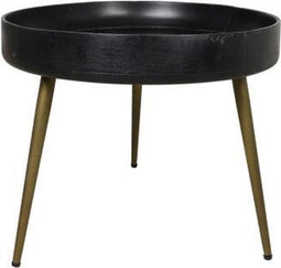 HSM Collection Bijzettafel Ventura - ø50 cm - mangohout/ijzer - black wash/antique gold