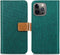 iMoshion Hoesje Geschikt voor iPhone 13 Pro Hoesje Met Pasjeshouder - iMoshion Luxe Canvas Bookcase - Groen