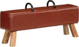 vidaXL - Gymbok - 110 - cm - echt - leer - bruin
