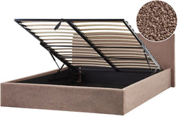 ORBEY - Bed met opbergruimte - Bruin - 180 x 200 cm - Bouclé