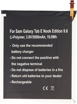 Accu geschikt voor Samsung Galaxy Tab E Nook Edition 9.6, Li-Polymer, 3.8V, 5000mAh, 19.0Wh, ingebouwd, zonder gereedschap
