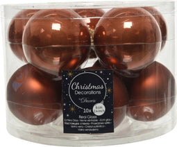 10x stuks kerstballen terra bruin van glas 6 cm - mat/glans - Kerstboomversiering