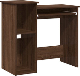 vidaXL - Bureau - met - schappen - 84x40x78 - cm - bewerkt - hout - bruineikenkleur