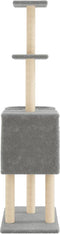 vidaXL - Kattenmeubel - met - sisal - krabpalen - 145 - cm - lichtgrijs