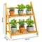 Ceruzo Plantenrek Bamboe - 2-Laags Plantenstandaard - 50x28x54 cm - Naturel