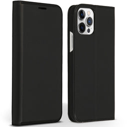 Accezz Premium Leather Slim Bookcase - iPhone 12 Pro/iPhone 12 - Krasbestendig - Zwart