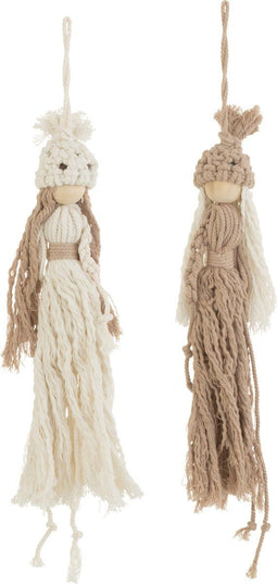 J-Line Hangers Fee Katoen Wit/Beige Assortiment Van 2