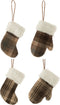 J-Line kersthanger Handschoen/Sok/Muts Geruit - textiel - bruin/beige - 4 stuks