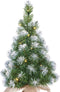 Mica Decorations Kunst kerstboom - 60 cm - met verlichting en sneeuw - Groen