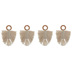 Servetring Home ESPRIT Natuurlijk Acacia Macramé 13 x 1 x 18 cm 4 Onderdelen