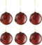 J-Line kerstbal Bloemen - glas - burgundy - small - doos van 6