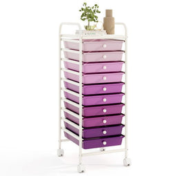Coast Rollwagen - Container - 10 Laden - Verrijdbaar - Verchroomd Metalen Frame - Paars