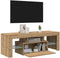 vidaXL - Tv-meubel - met - LED - 120x36,5x40 - cm - bewerkt - hout - artisanaal - eiken