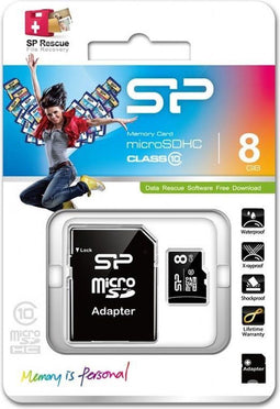 Silicon Power - Micro SDHC 8GB - Class 10 - 40 MB/s leessnelheid
