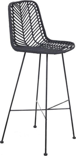Pole to Pole - Fish Bone Bar Chair - Synthetic Rattan -Matt Black