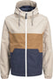 JACK&JONES ORIGINALS JORLUKE JACKET SN - Heren Jas - Met capuchon - Beige-roest-donkerblauw (L)