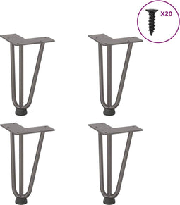 vidaXL - Haarspeld - tafelpoten - 4 - st - 20 - cm - massief - staal - naturel