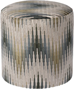 Atmooz - Poef Alice - Quintero Gunmetal - Ronde voetenbank - Jacquard Velvet met print - 45cm